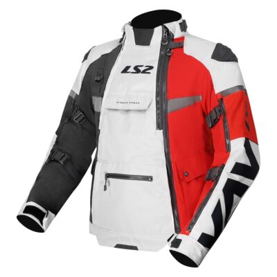 LS2 X-MASTER voděodolná adventure bunda šedá/černá/červená vel.M